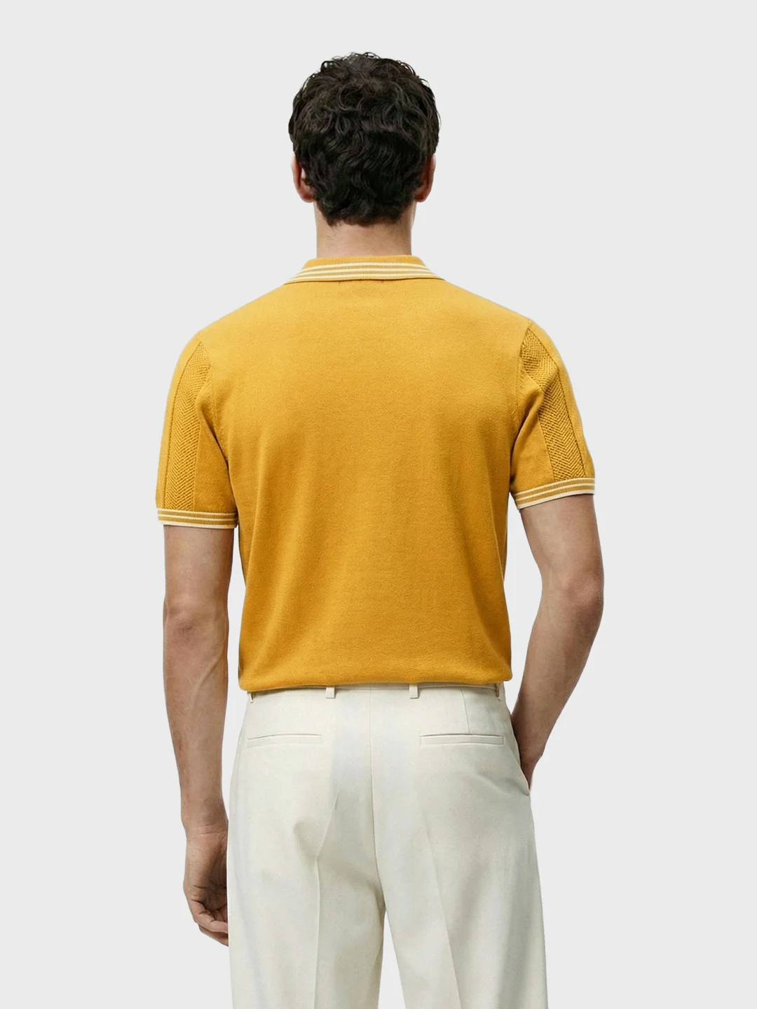 Men's Yellow Slim Fit Solid Casual T-Shirt - Image 5
