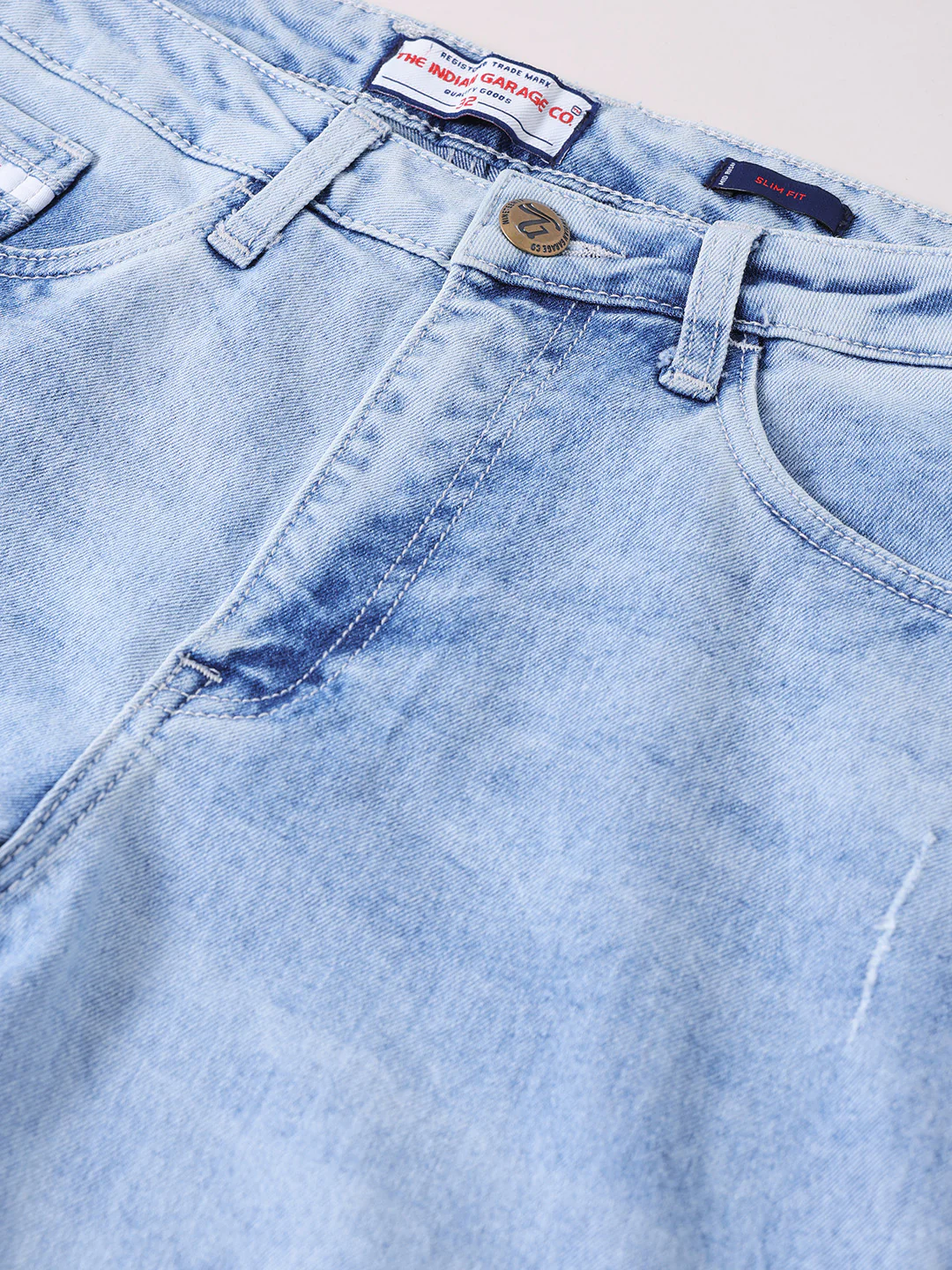 Men's Light Blue Slim Fit Solid Casual Jeans - Image 6