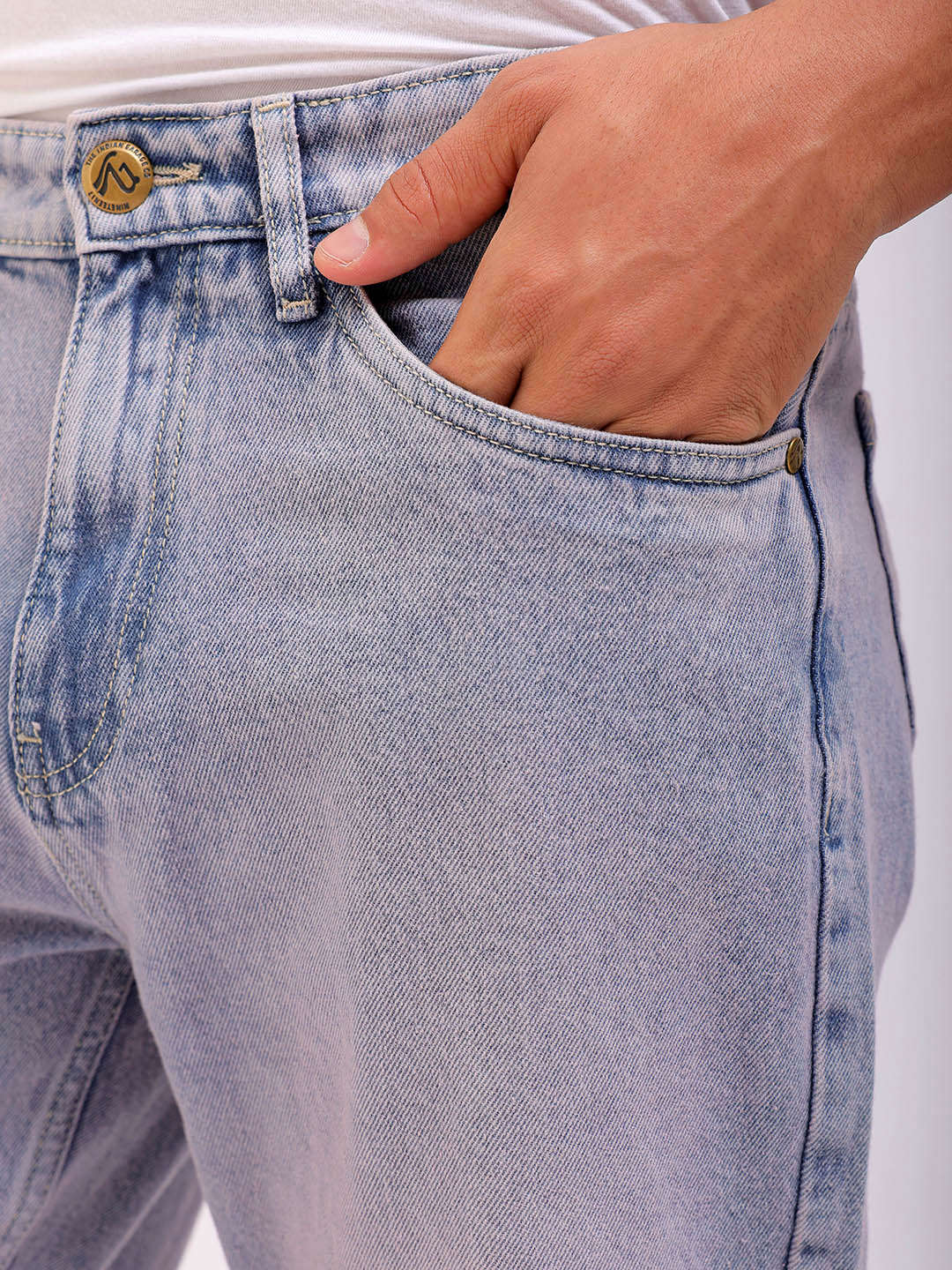 Men's Light Purple Loose Fit Solid Street Wear Jeans - Image 6