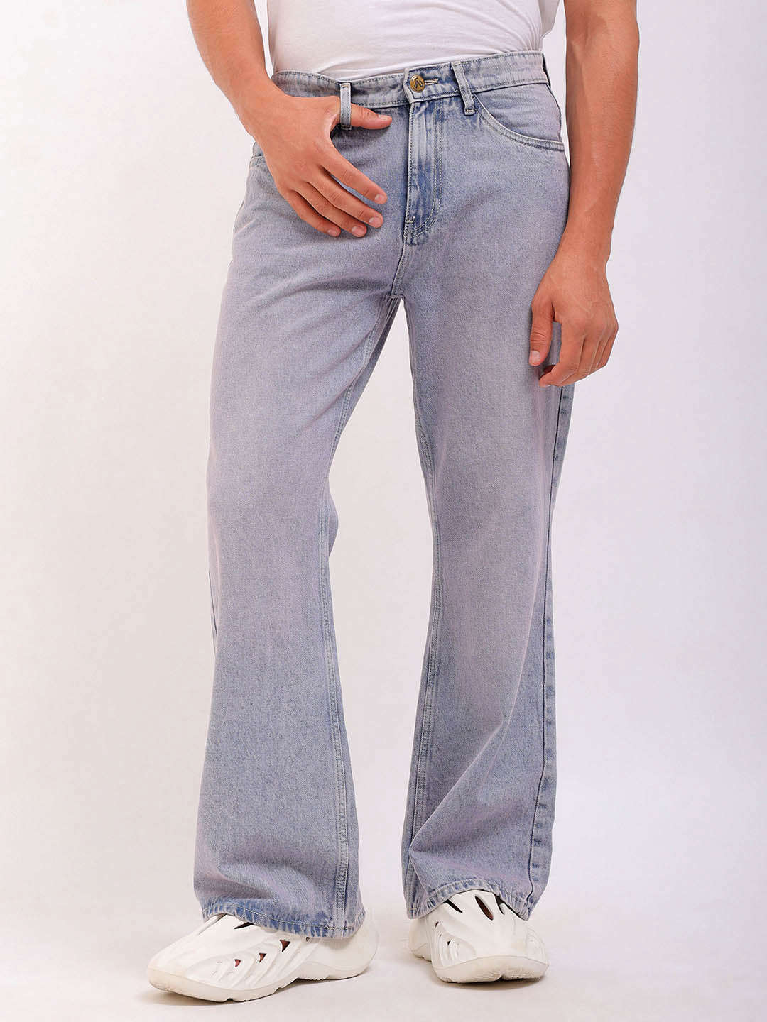 Men's Light Purple Loose Fit Solid Street Wear Jeans - Image 8