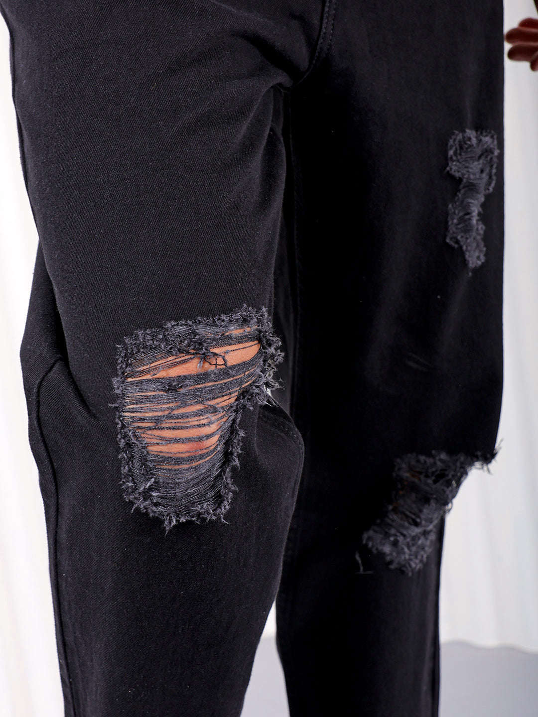 Men's Black Loose Fit Solid Street Wear Jeans - Image 6