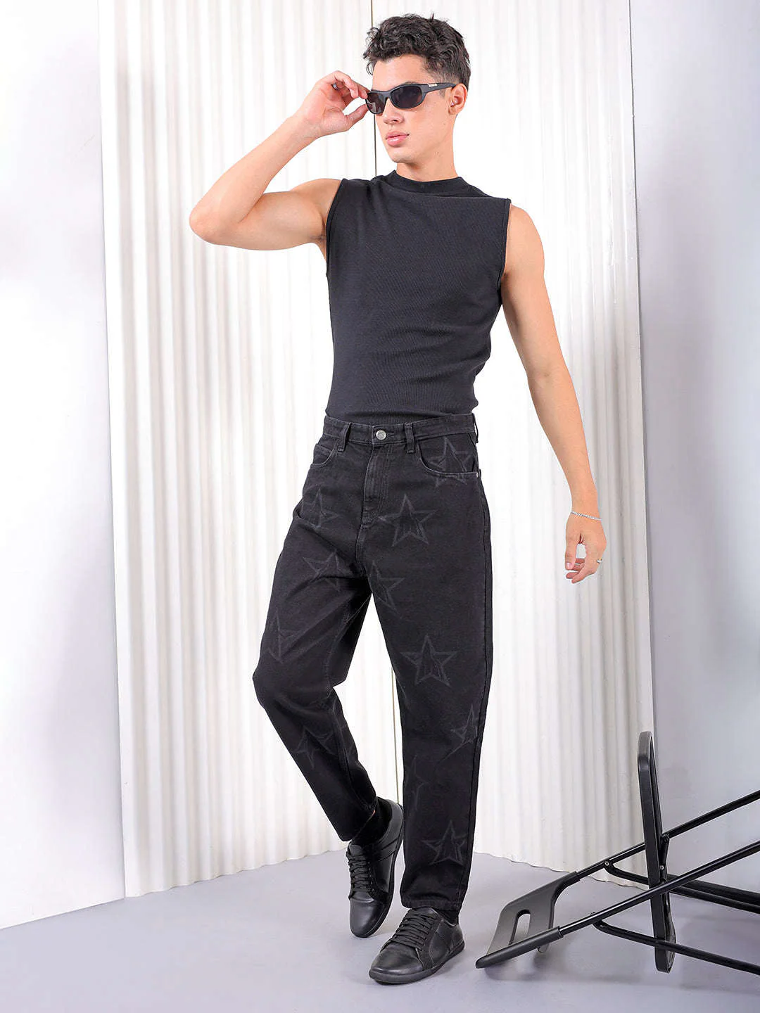 Men's Black Straight Fit Street Wear Jeans - Image 3