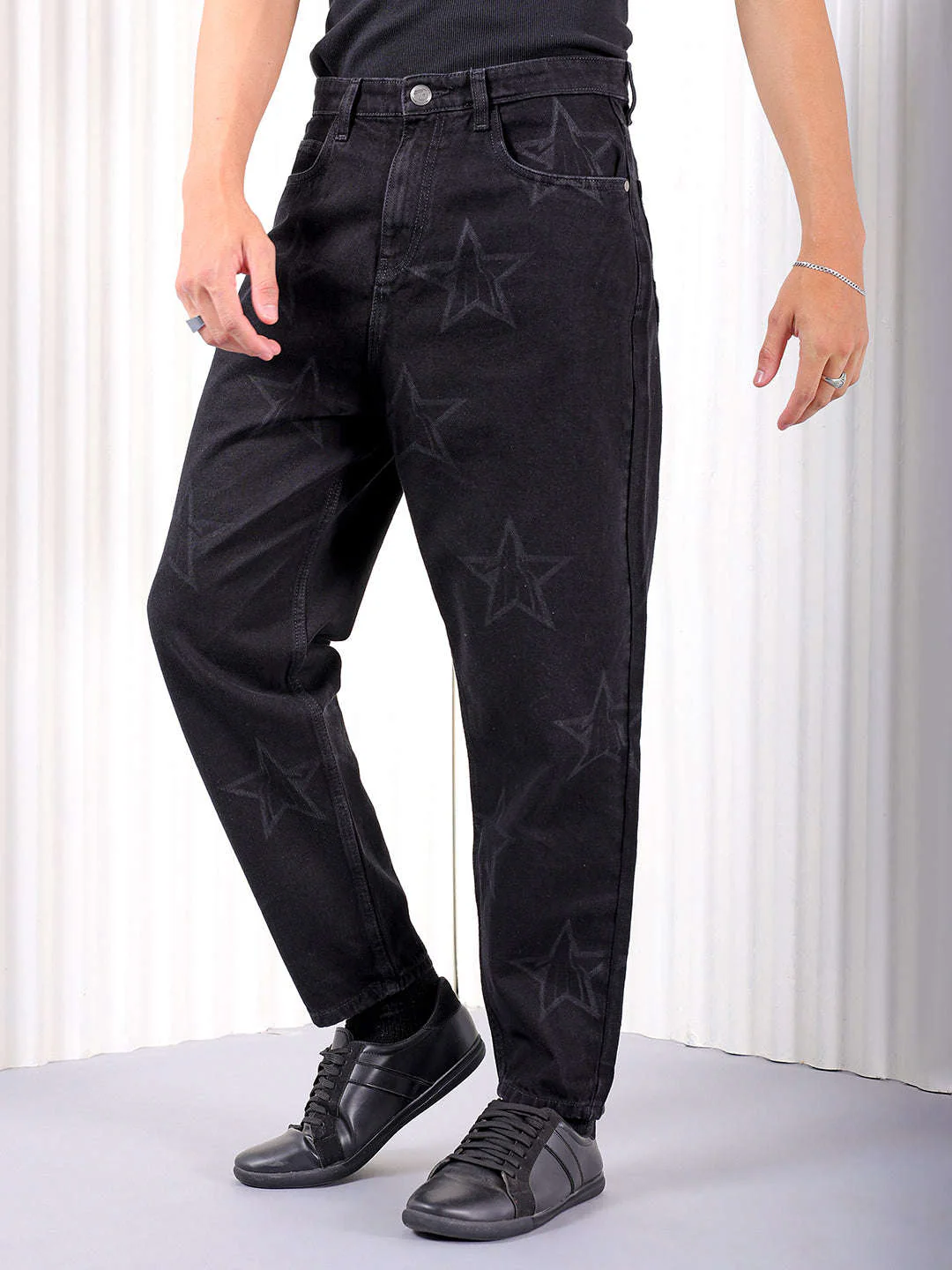 Men's Black Straight Fit Street Wear Jeans - Image 5