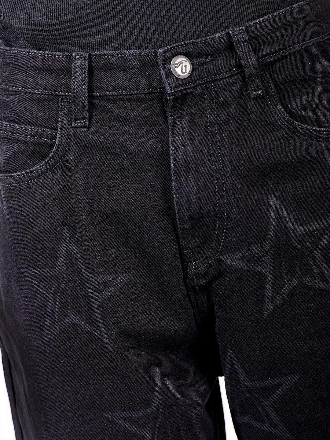 Men's Black Straight Fit Street Wear Jeans - Image 6