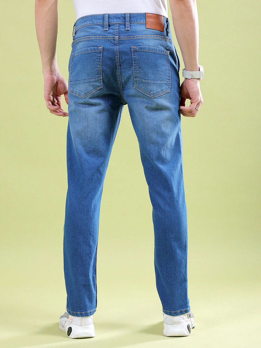 Men's Navy Slim Fit Solid Casual Jeans - Image 2