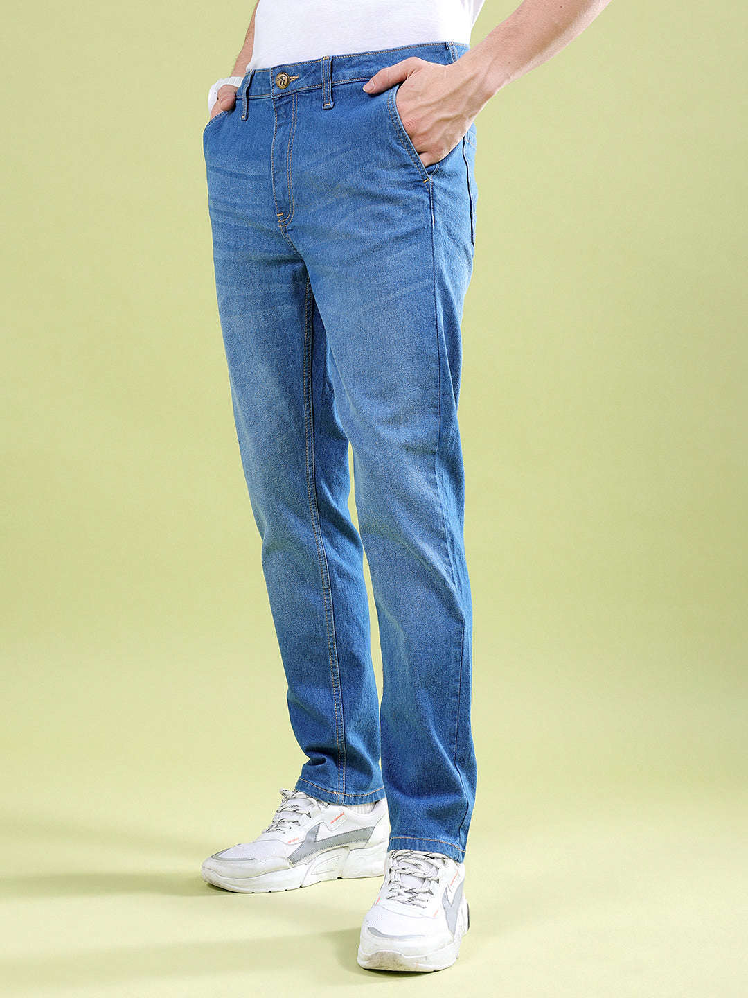 Men's Navy Slim Fit Solid Casual Jeans - Image 3