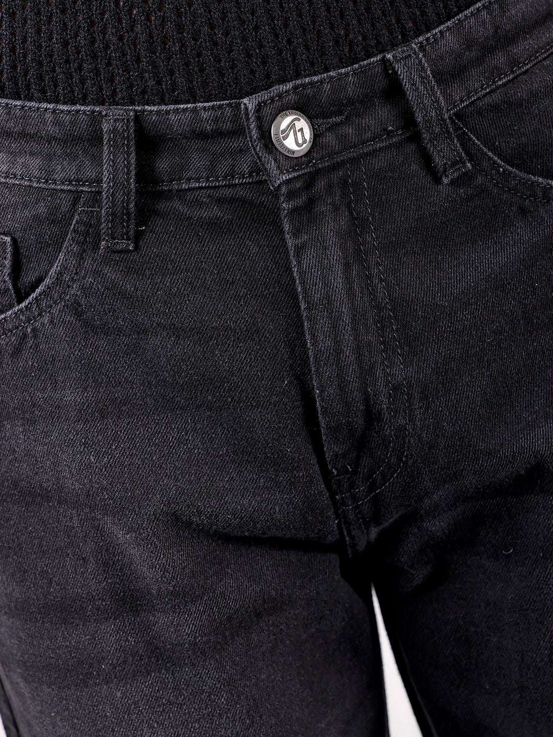 Men's Black Loose Fit Solid Casual Jeans - Image 5