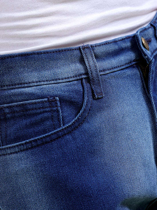 Men's Blue Relaxed Fit Solid Utility Jeans - Image 5