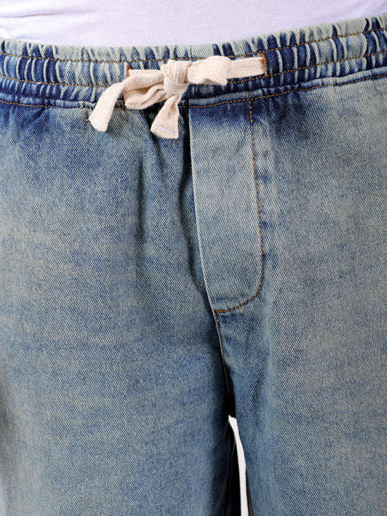 Men's Vintage Blue Loose Fit Solid Street Wear Jeans - Image 5
