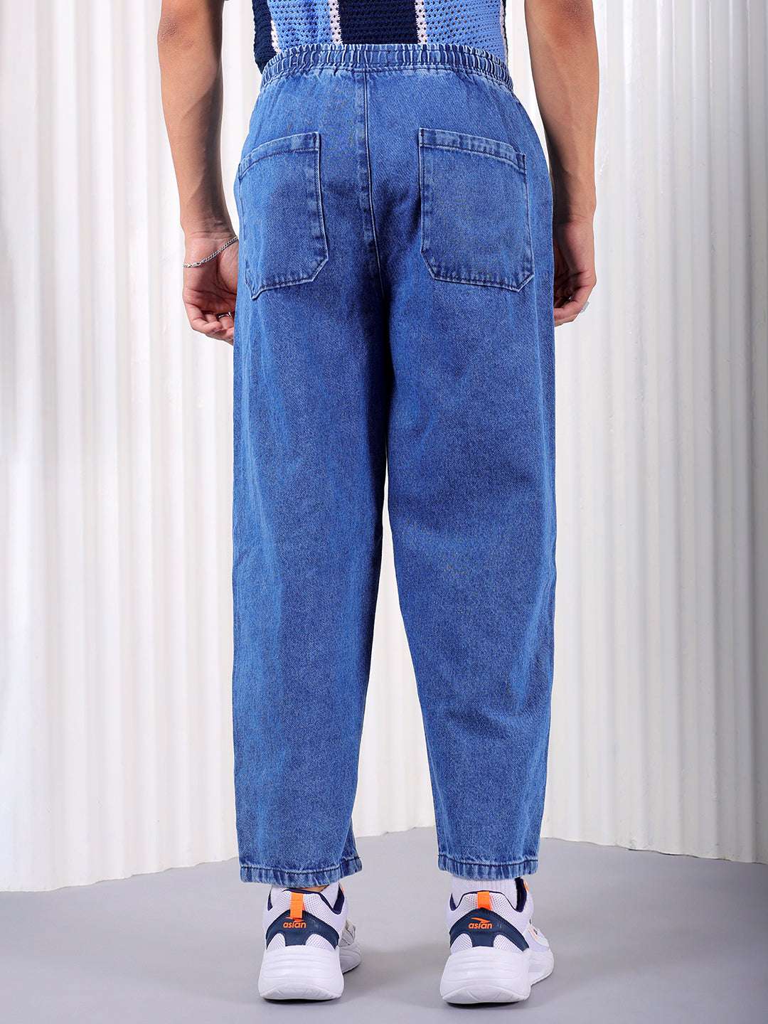 Men's Blue Loose Fit Solid Street Wear Jeans - Image 2