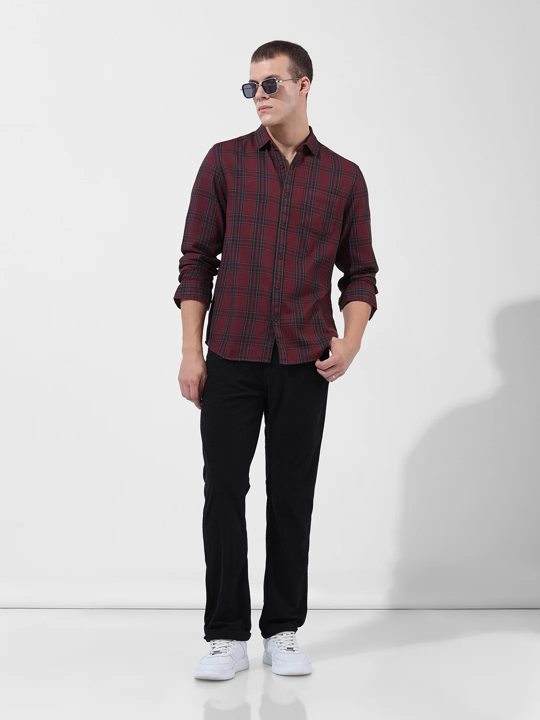 Men's Black Straight Fit Textured Casual Trouser - Image 6