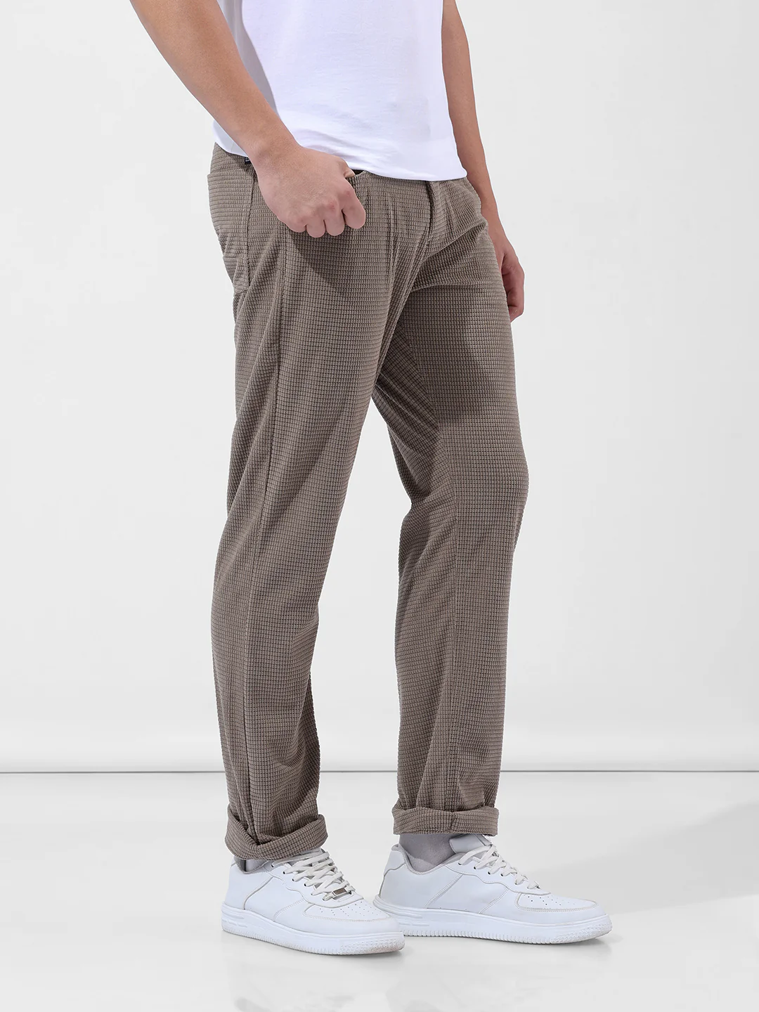 Men's Vetiver Straight Fit Textured Casual Trouser - Image 3