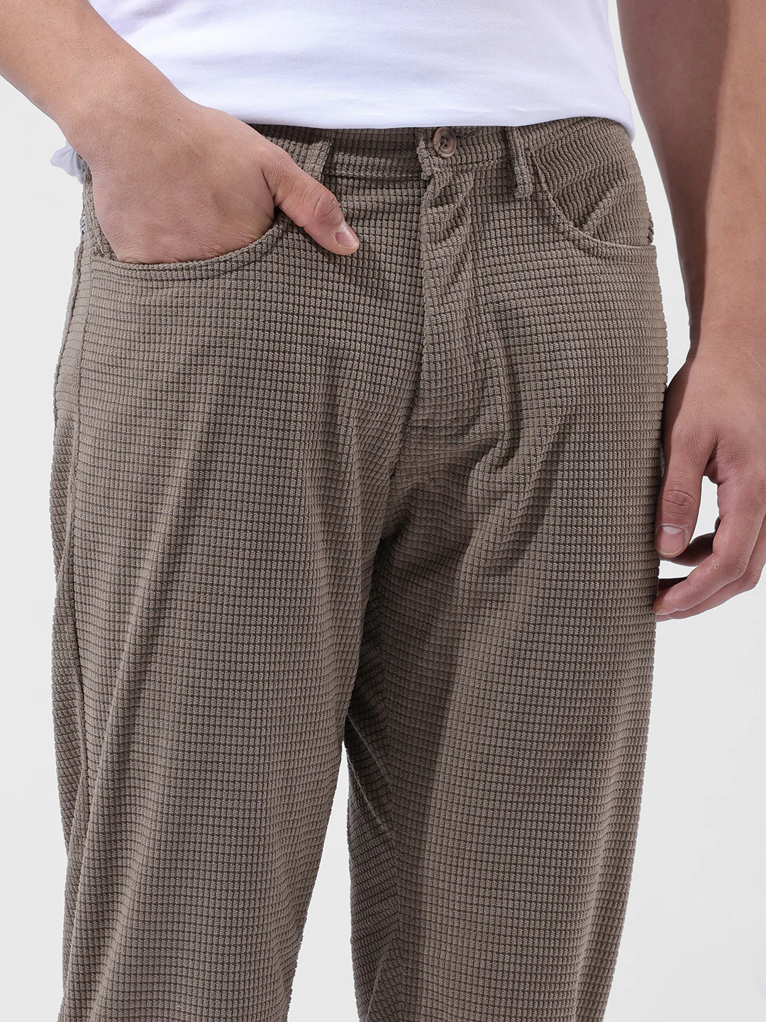 Men's Vetiver Straight Fit Textured Casual Trouser - Image 5