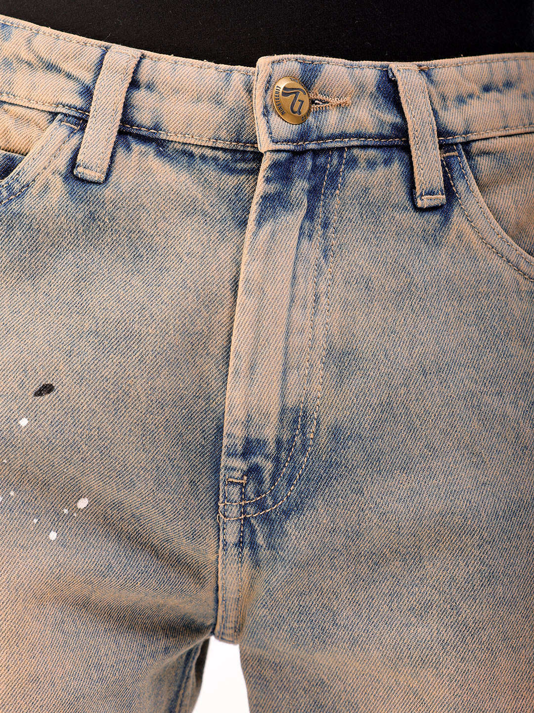 Men's Mud Blue Regular Fit Paint Splash Vintage Jeans - Image 7