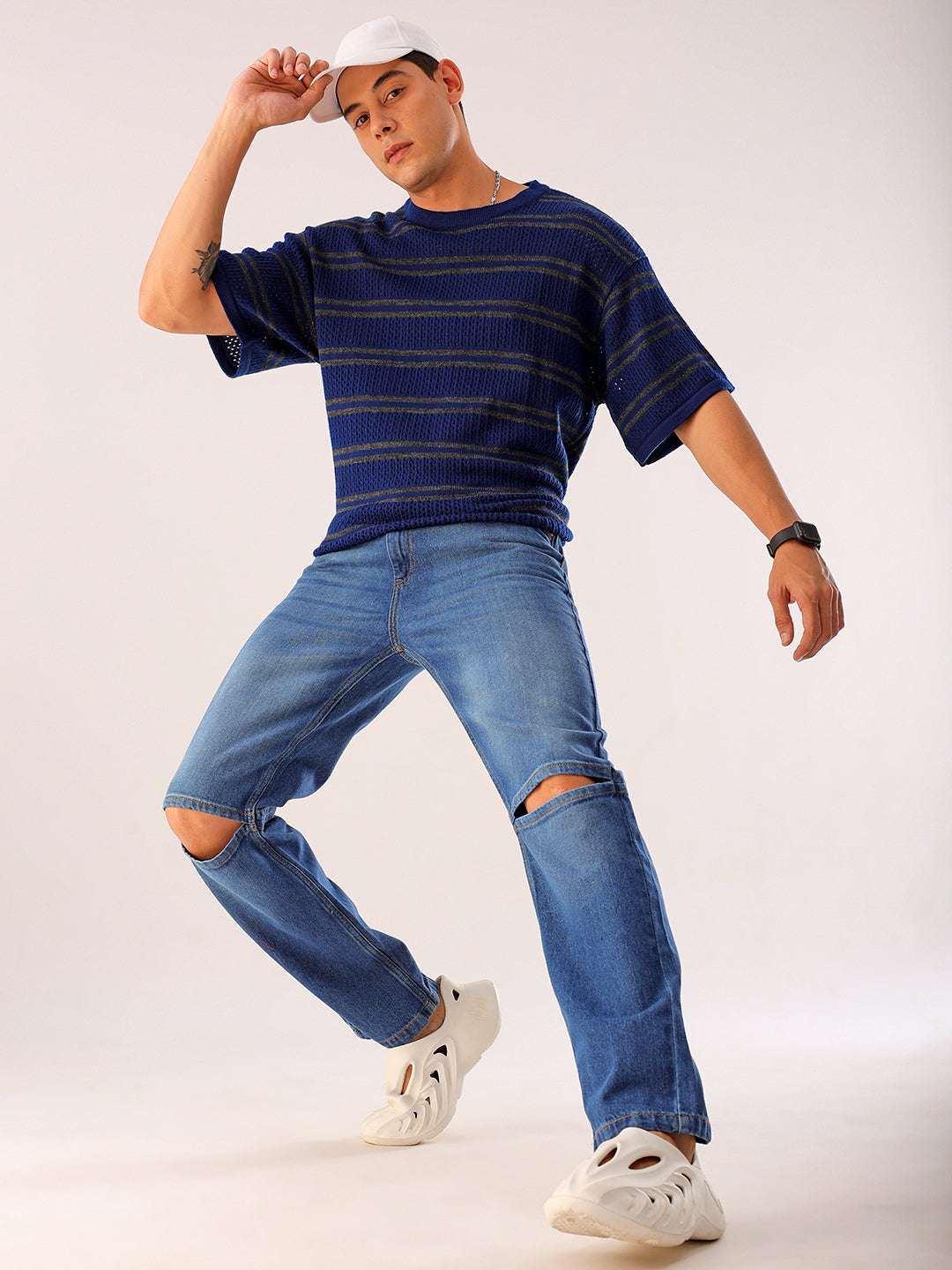 Men's Blue Regular Fit Solid Casual Jeans - Image 2