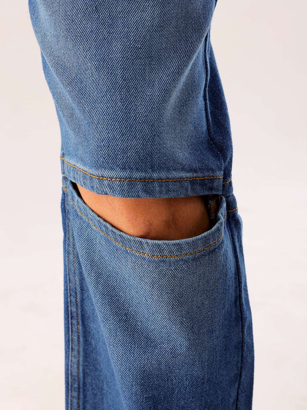 Men's Blue Regular Fit Solid Casual Jeans - Image 9