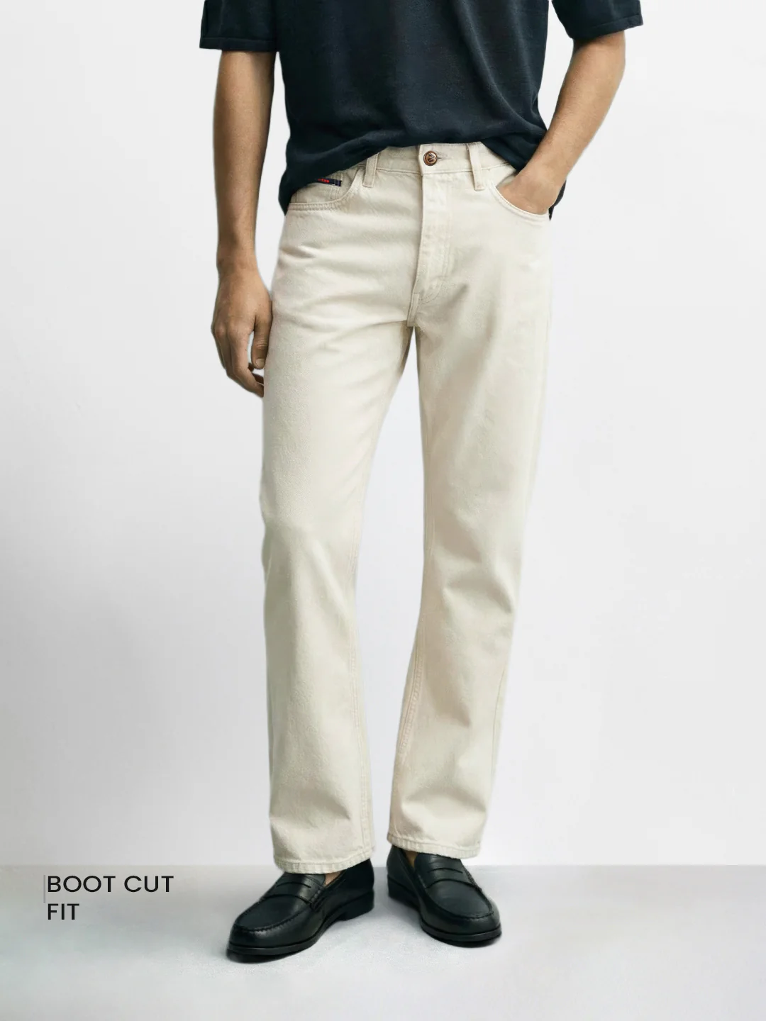 Men's White Bootcut Fit Casual Jeans - Image 2