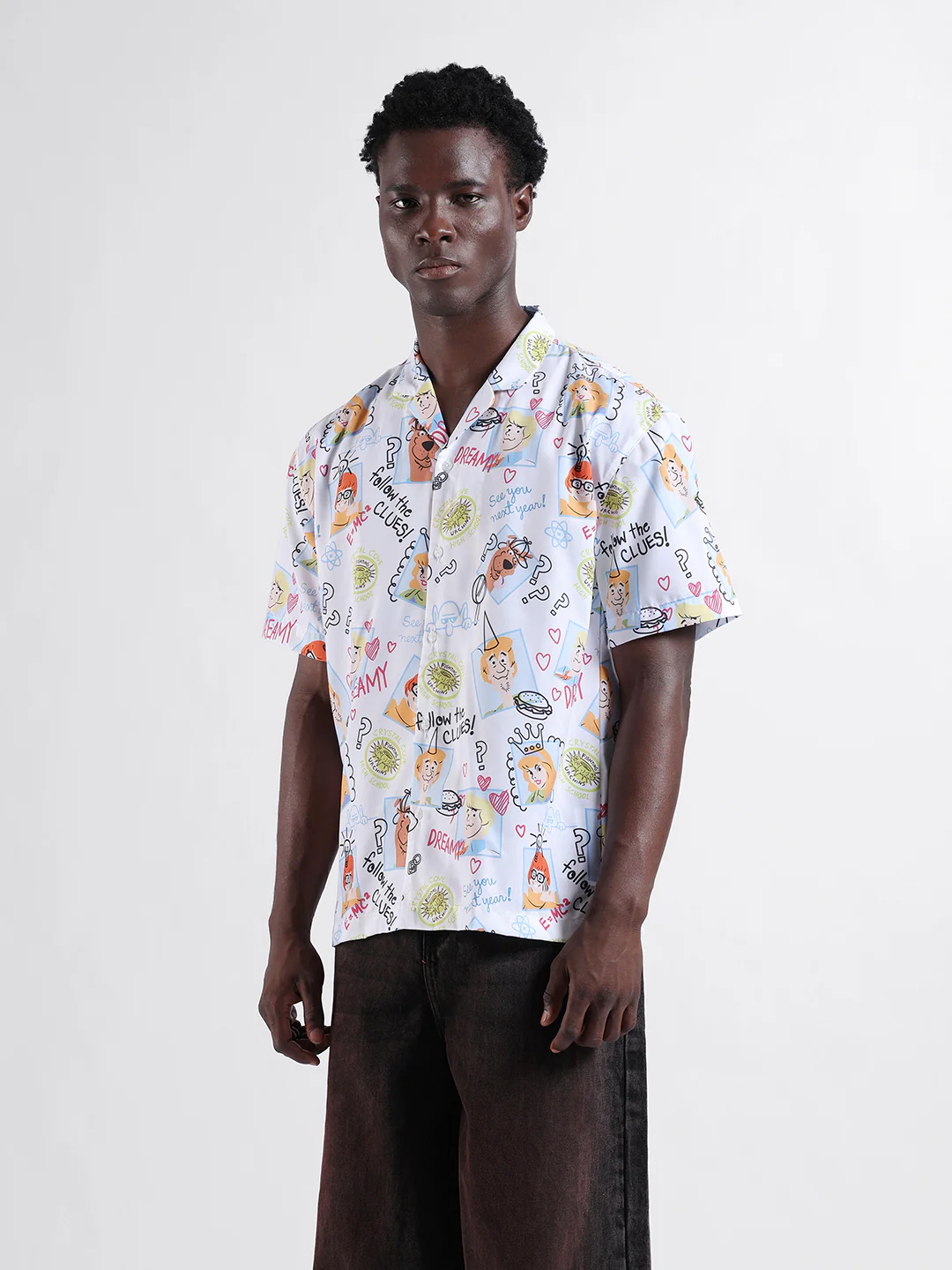 Men's White Relaxed Fit Character Scooby-Doo Printed Shirt - Image 2