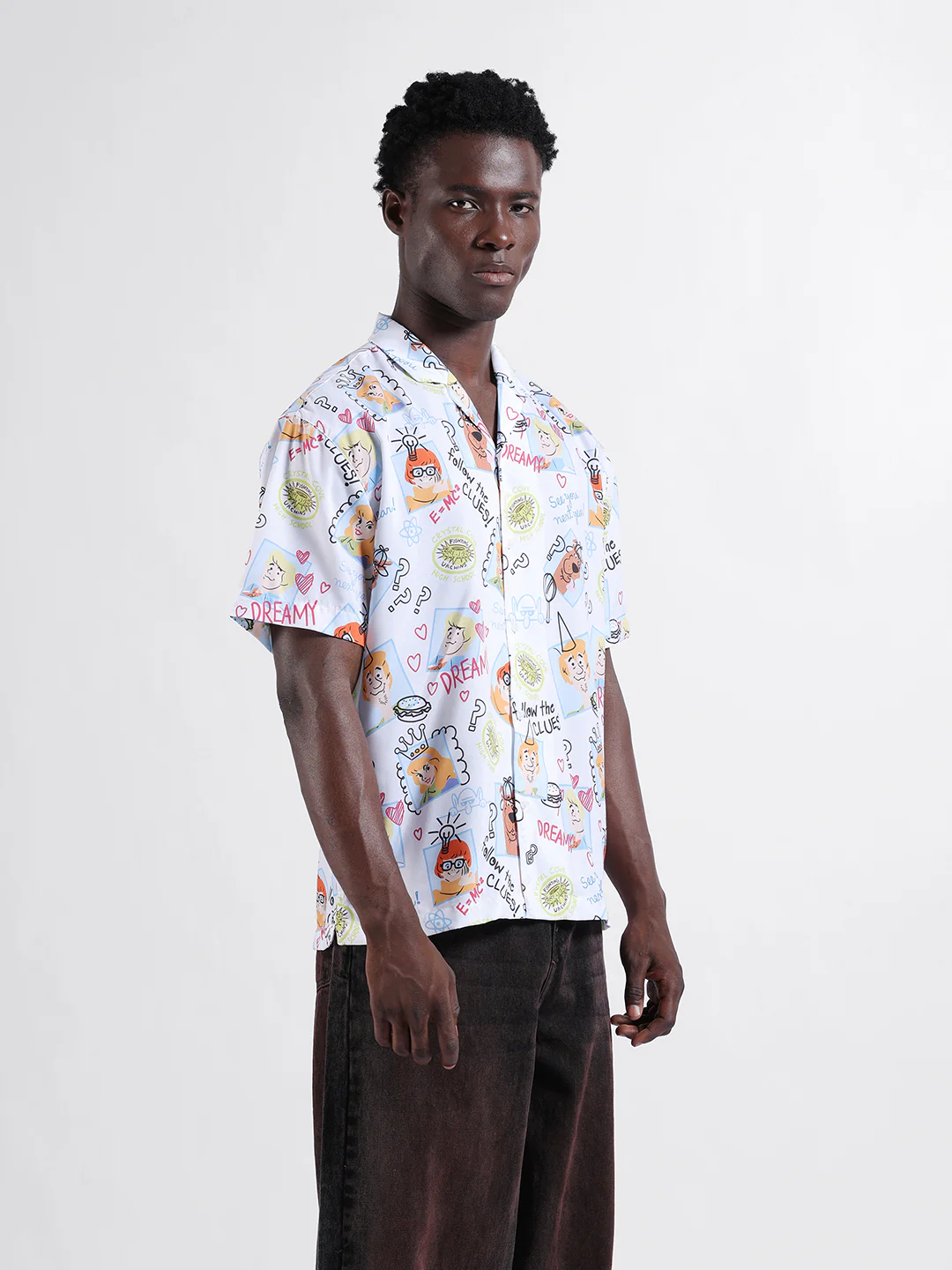 Men's White Relaxed Fit Character Scooby-Doo Printed Shirt - Image 3