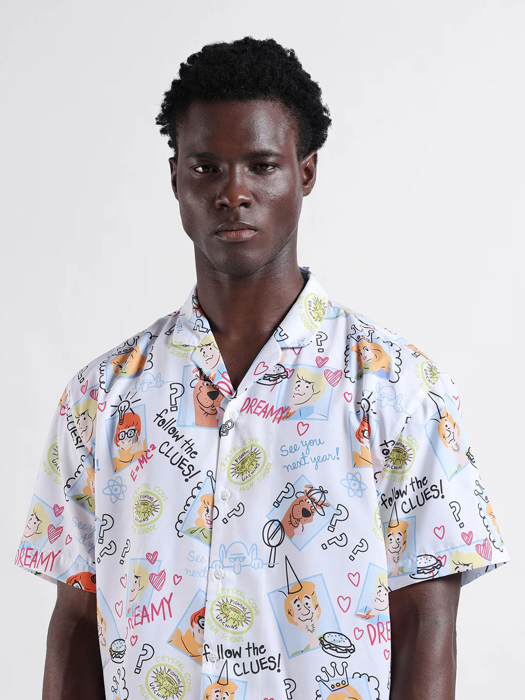 Men's White Relaxed Fit Character Scooby-Doo Printed Shirt - Image 5