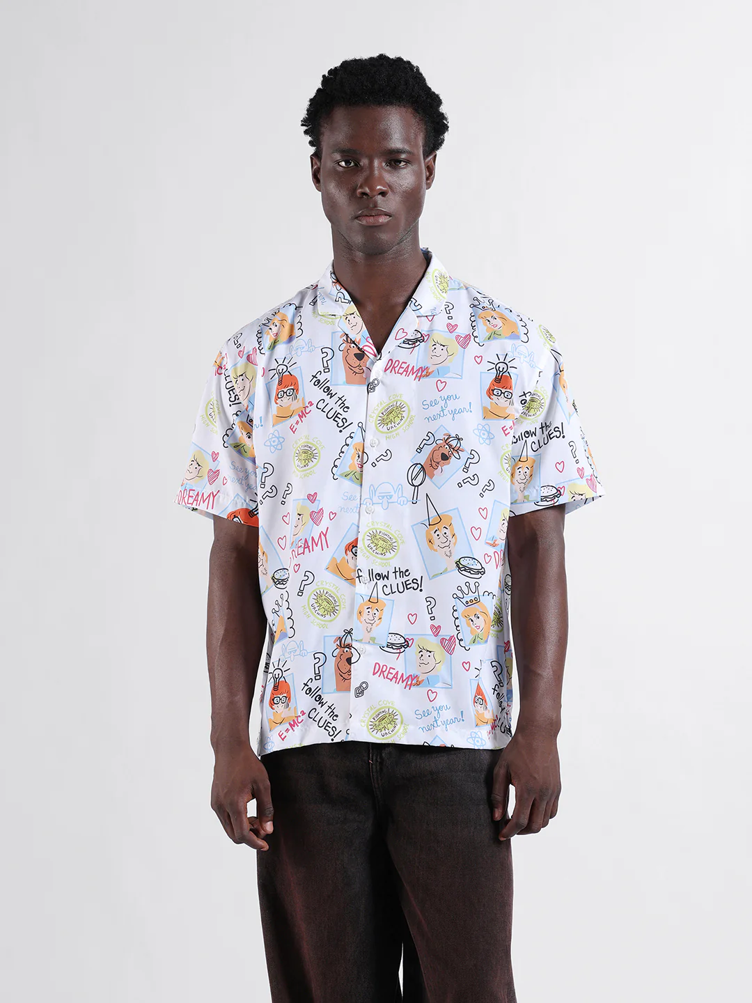 Men's White Relaxed Fit Character Scooby-Doo Printed Shirt - Image 7