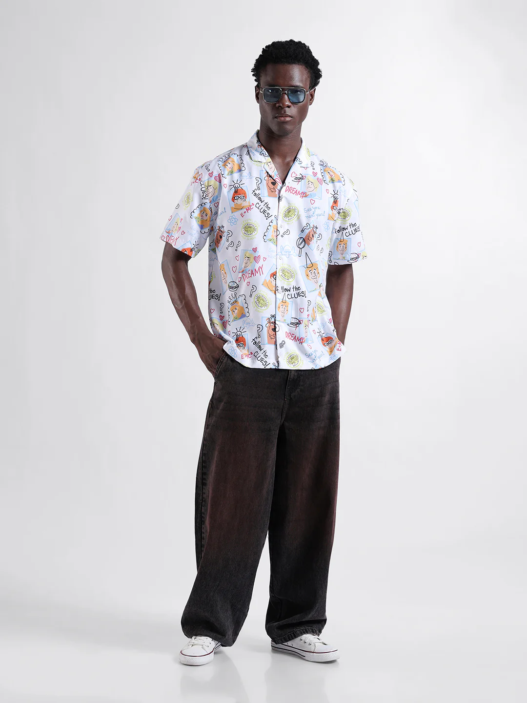 Men's White Relaxed Fit Character Scooby-Doo Printed Shirt - Image 8