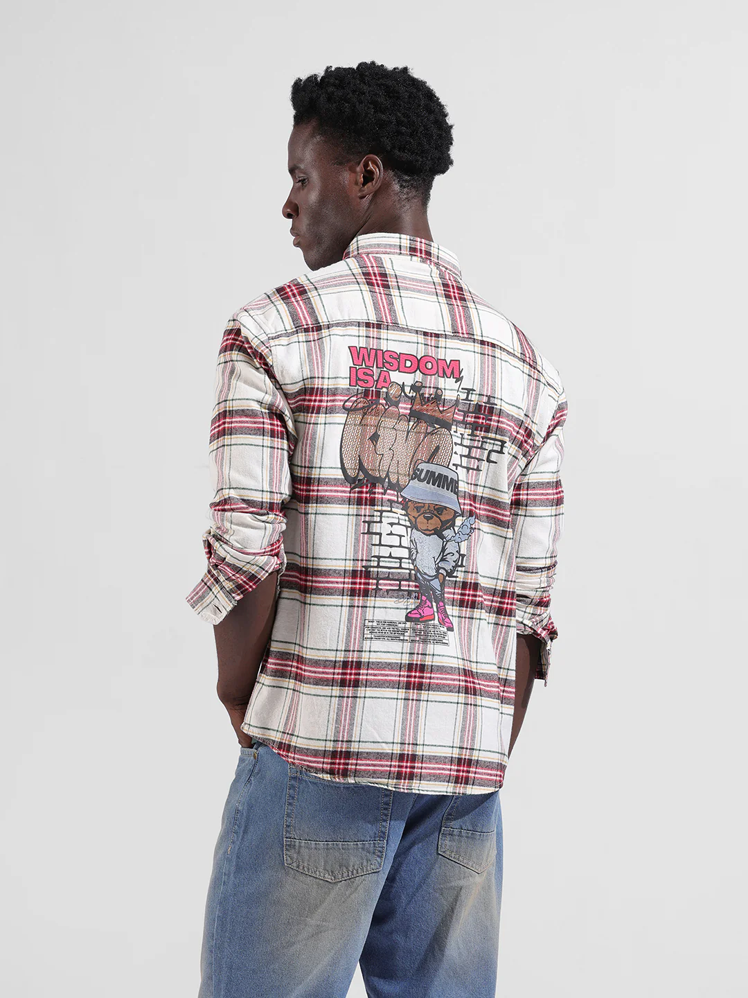 Men's Off White Relaxed Fit Graphic Printed Street Wear Shirt - Image 5