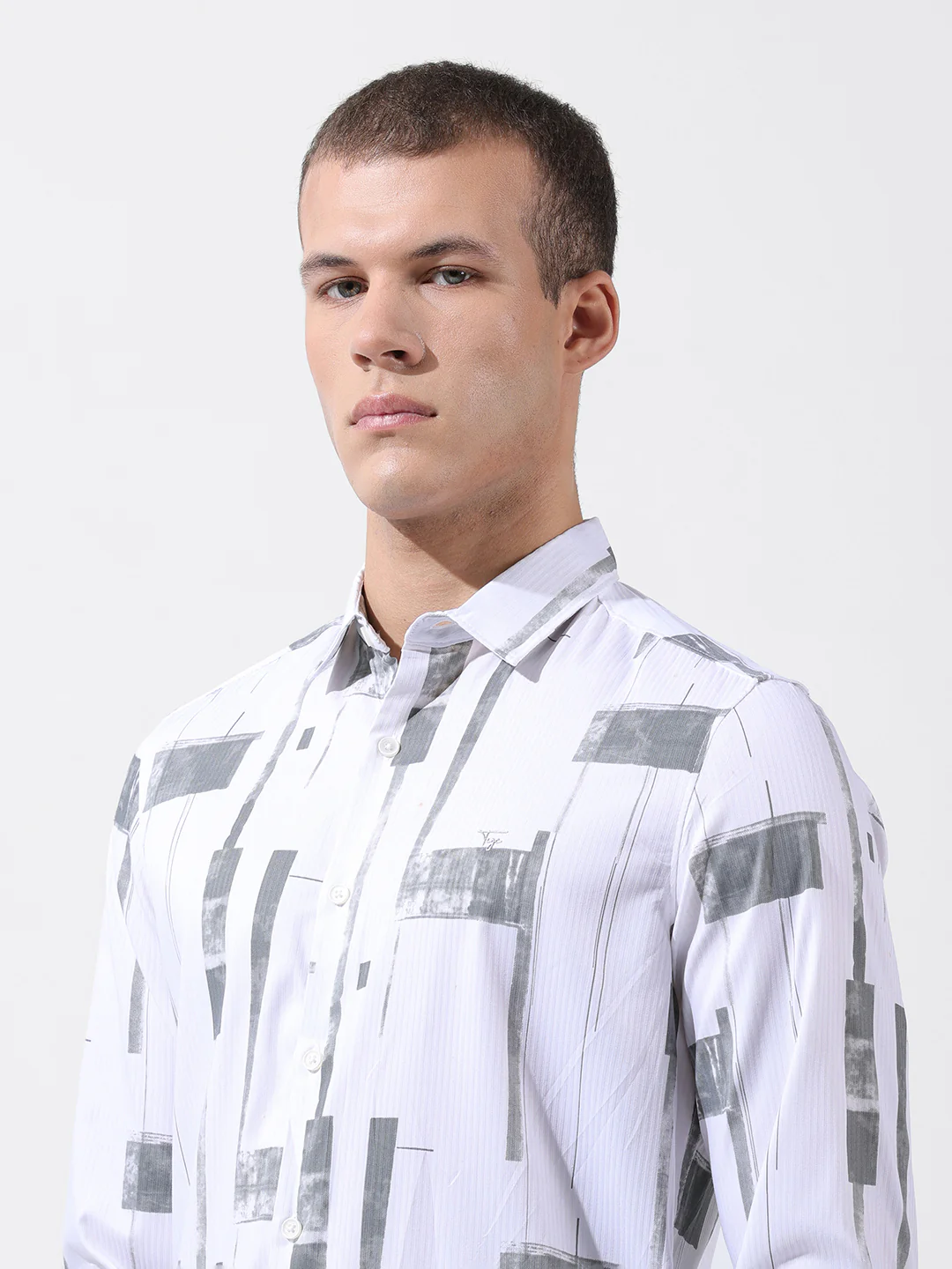Men's White Slim Fit Printed Party Wear Shirt - Image 7