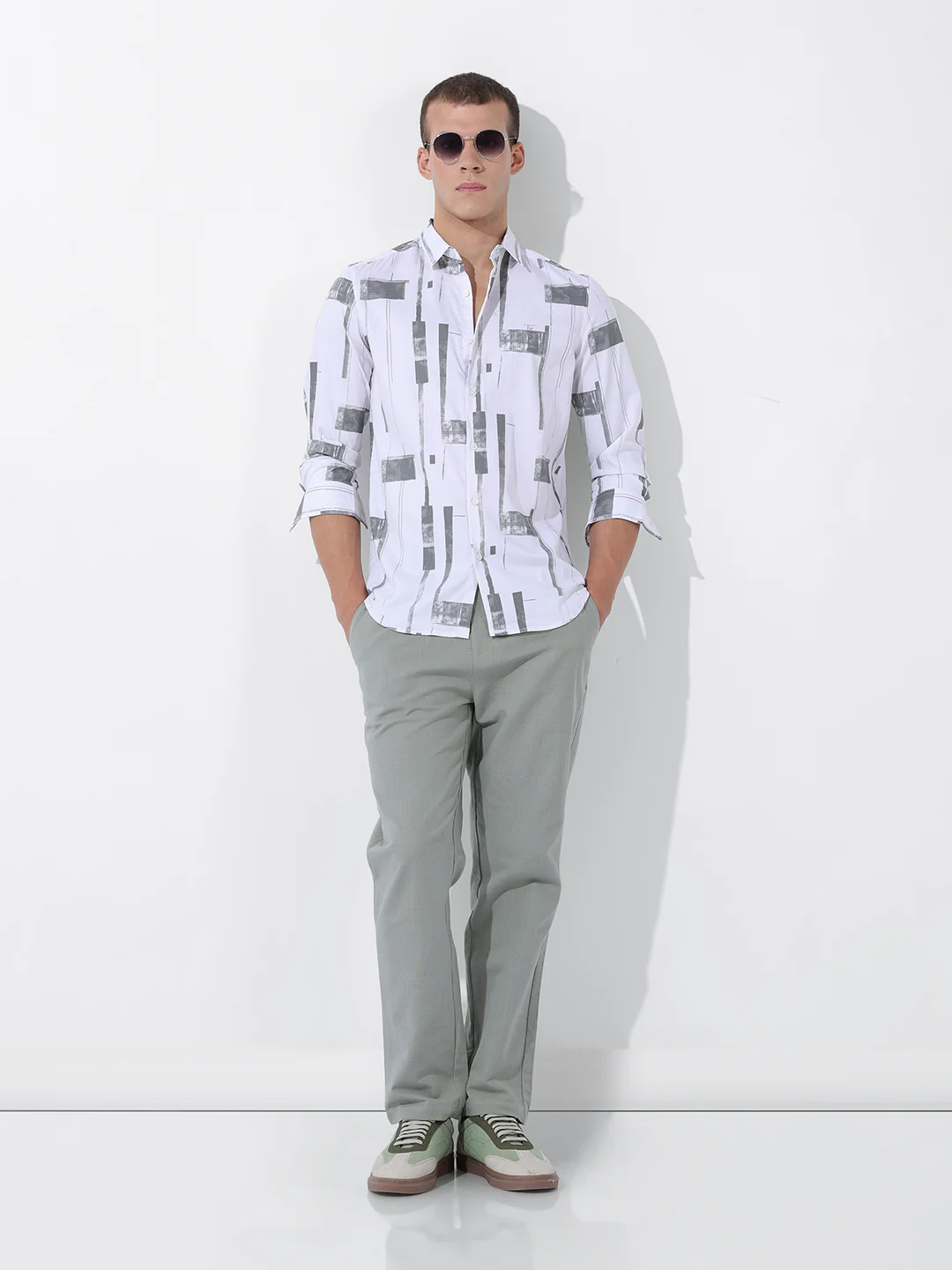 Men's White Slim Fit Printed Party Wear Shirt - Image 8