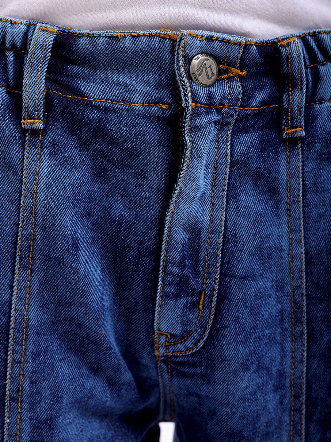 Men's Blue Wide Leg Fit Solid Utility Jeans - Image 6