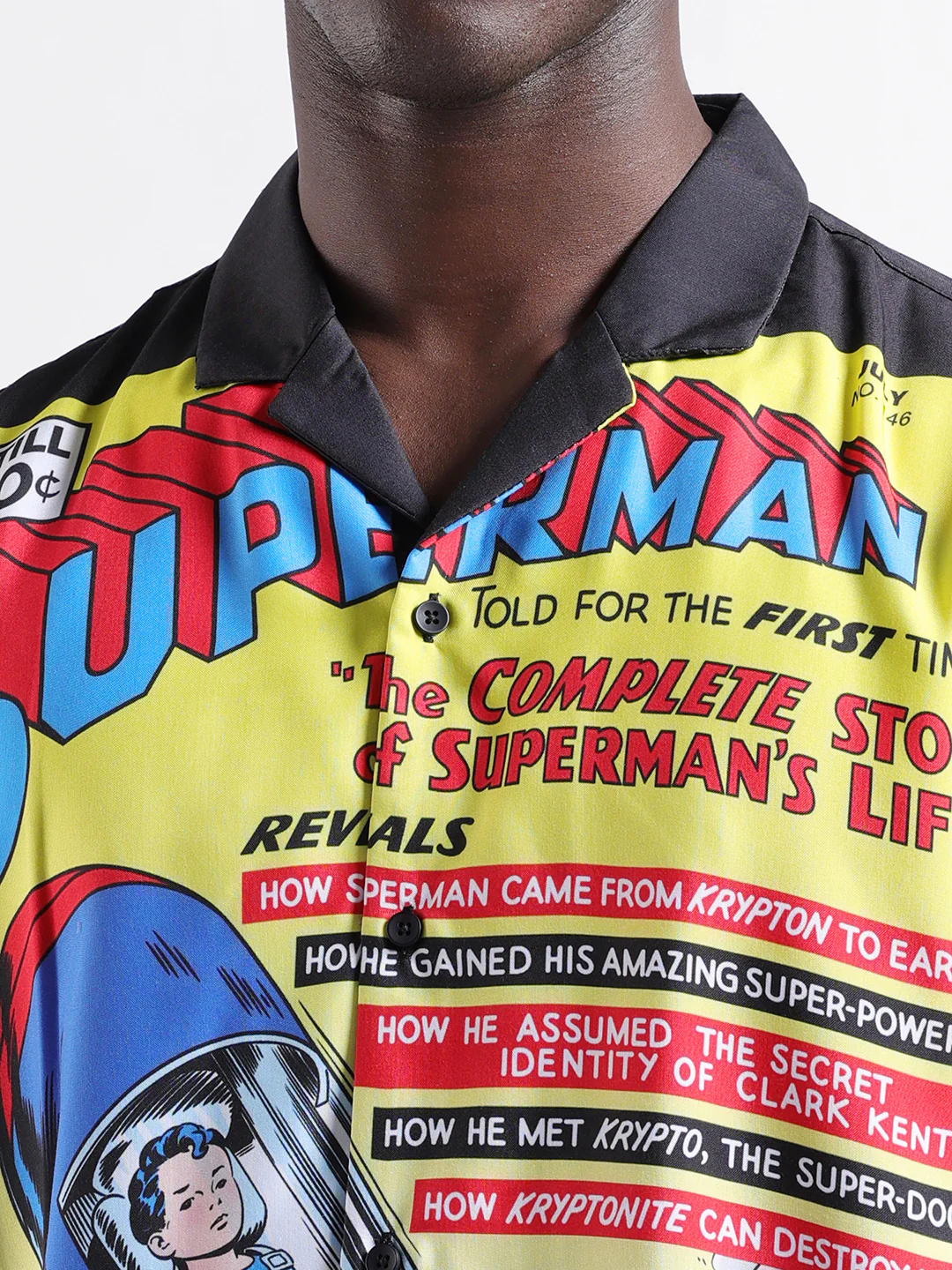 Men's Yellow Relaxed Fit Character Superman Printed Shirt - Image 6