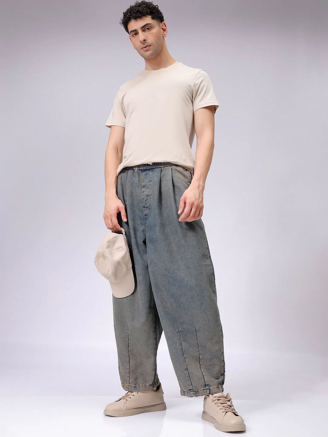 Men's Timeless Taupe Baggy Fit Solid Street Wear Jeans - Image 2