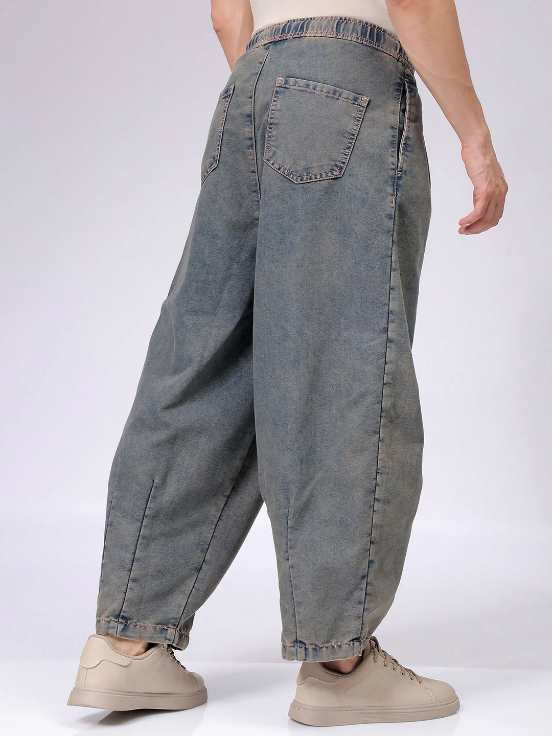 Men's Timeless Taupe Baggy Fit Solid Street Wear Jeans - Image 5