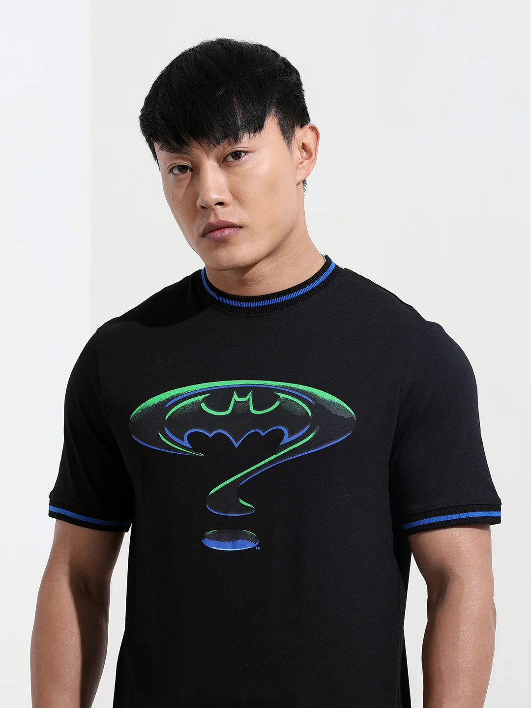 Men's Black Slim Fit Character Batman Printed Crew Neck T-Shirt - Image 3