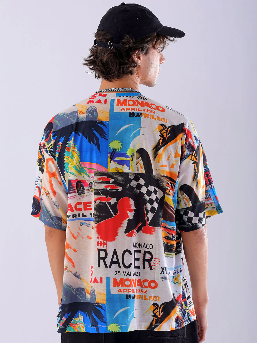 Men's Oat Milk Oversized Fit Printed Casual T-Shirt - Image 5