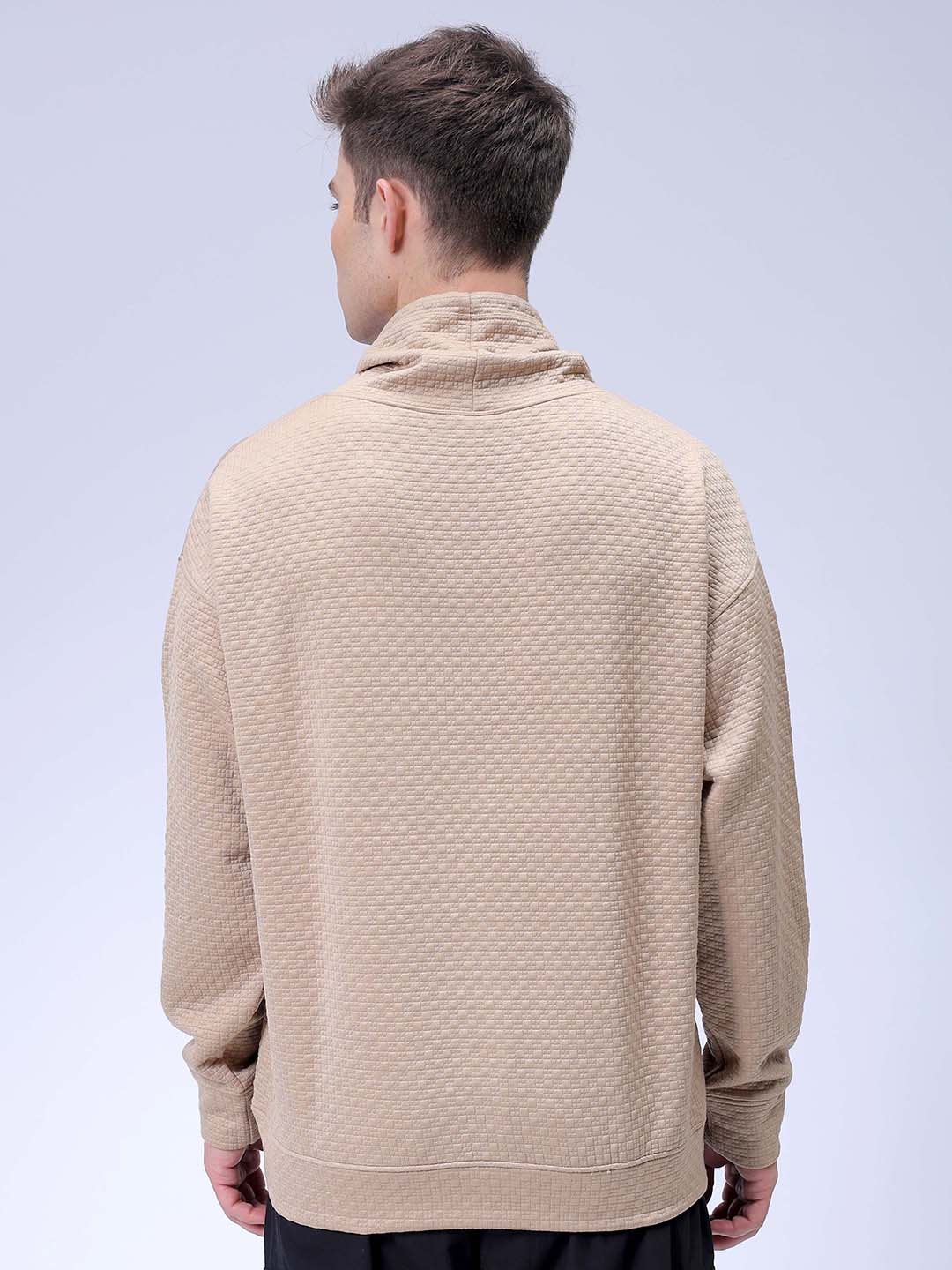 Men's Beige Relaxed Fit Solid Street Wear Sweatshirts - Image 7