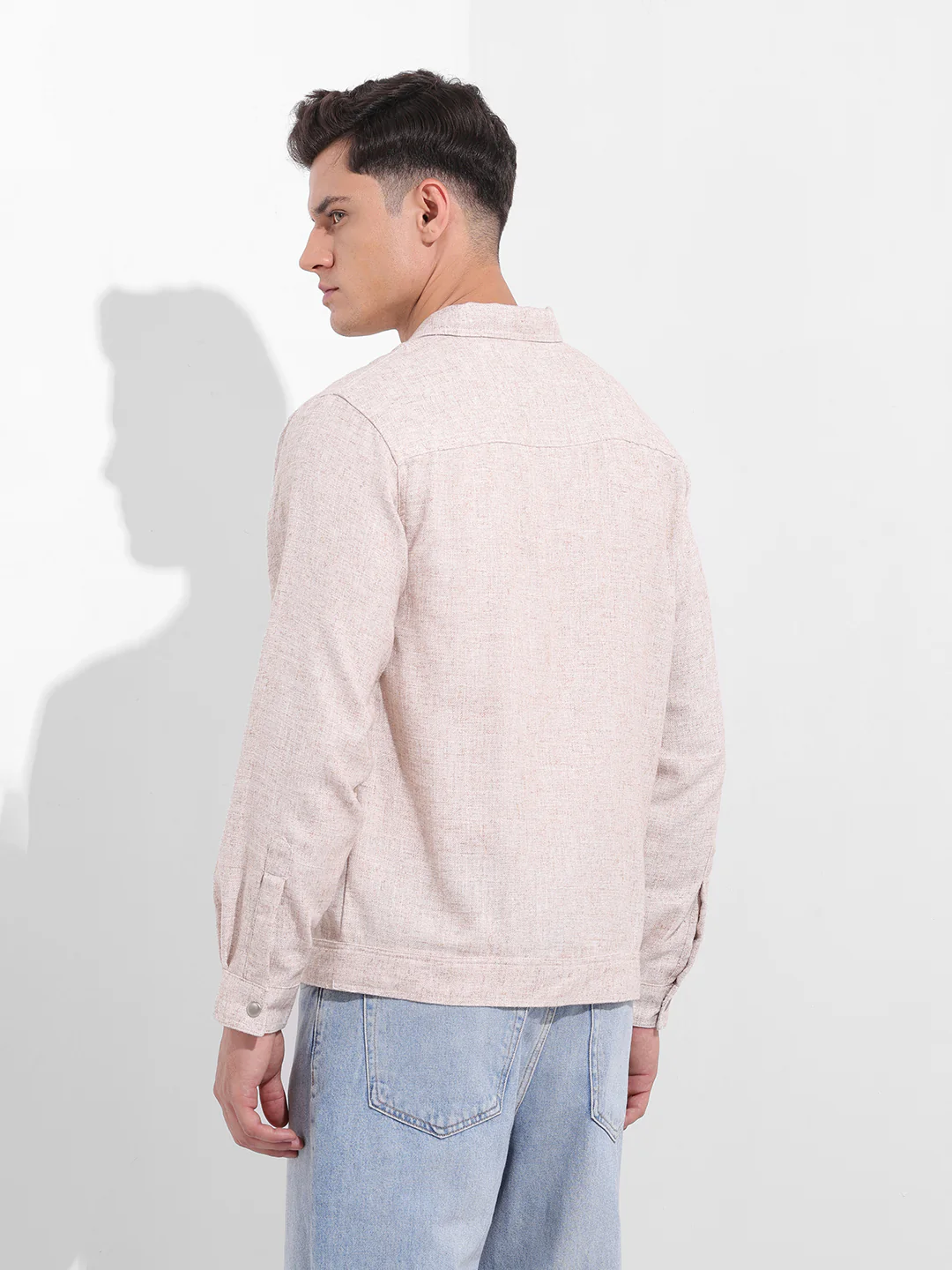 Men's Beige Regular Fit Solid Casual Shirt - Image 5