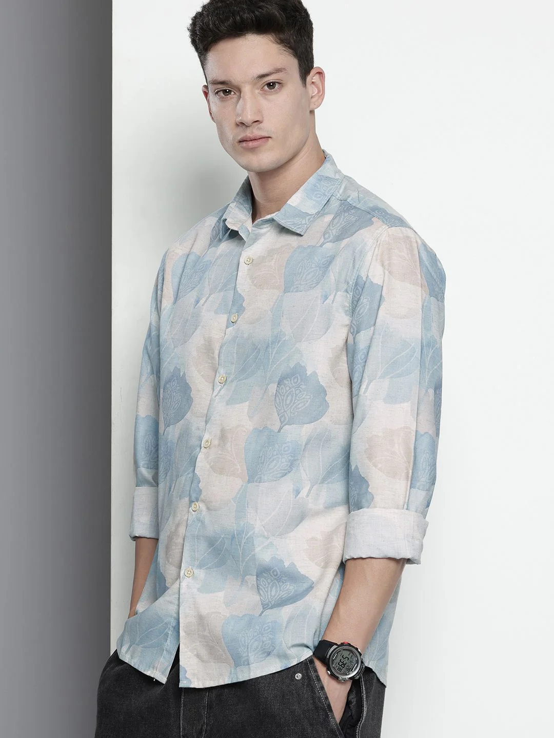 Men's Natural Regular Fit Floral Print Resort Wear Shirt - Image 2