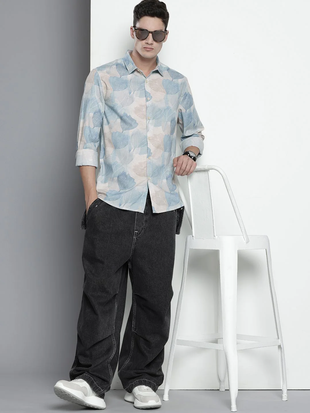 Men's Natural Regular Fit Floral Print Resort Wear Shirt - Image 4