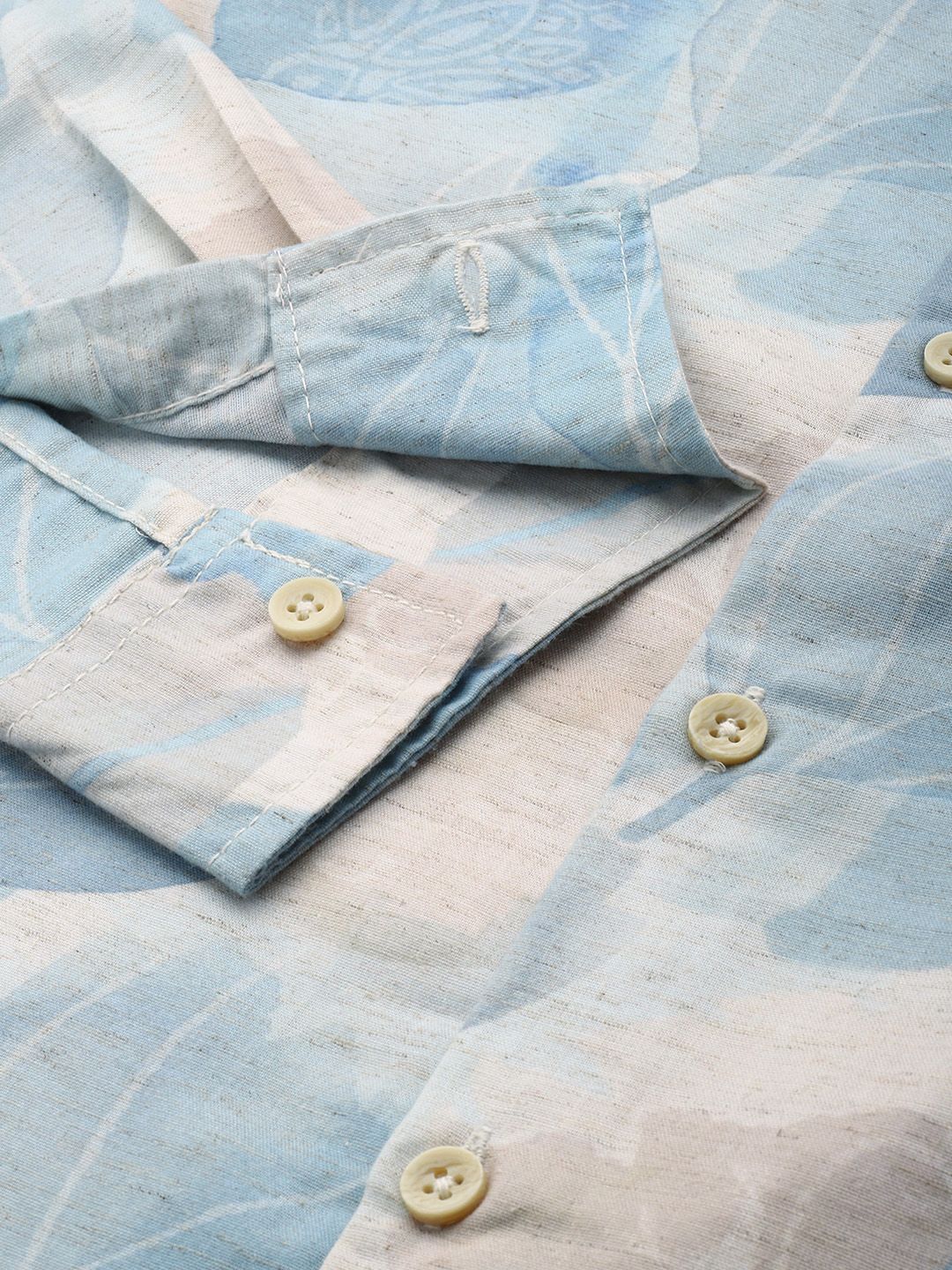 Men's Natural Regular Fit Floral Print Resort Wear Shirt - Image 5