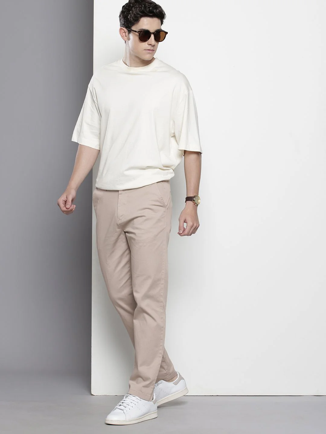 Men's Island Fossil Regular Fit Solid Casual Chinos - Image 2