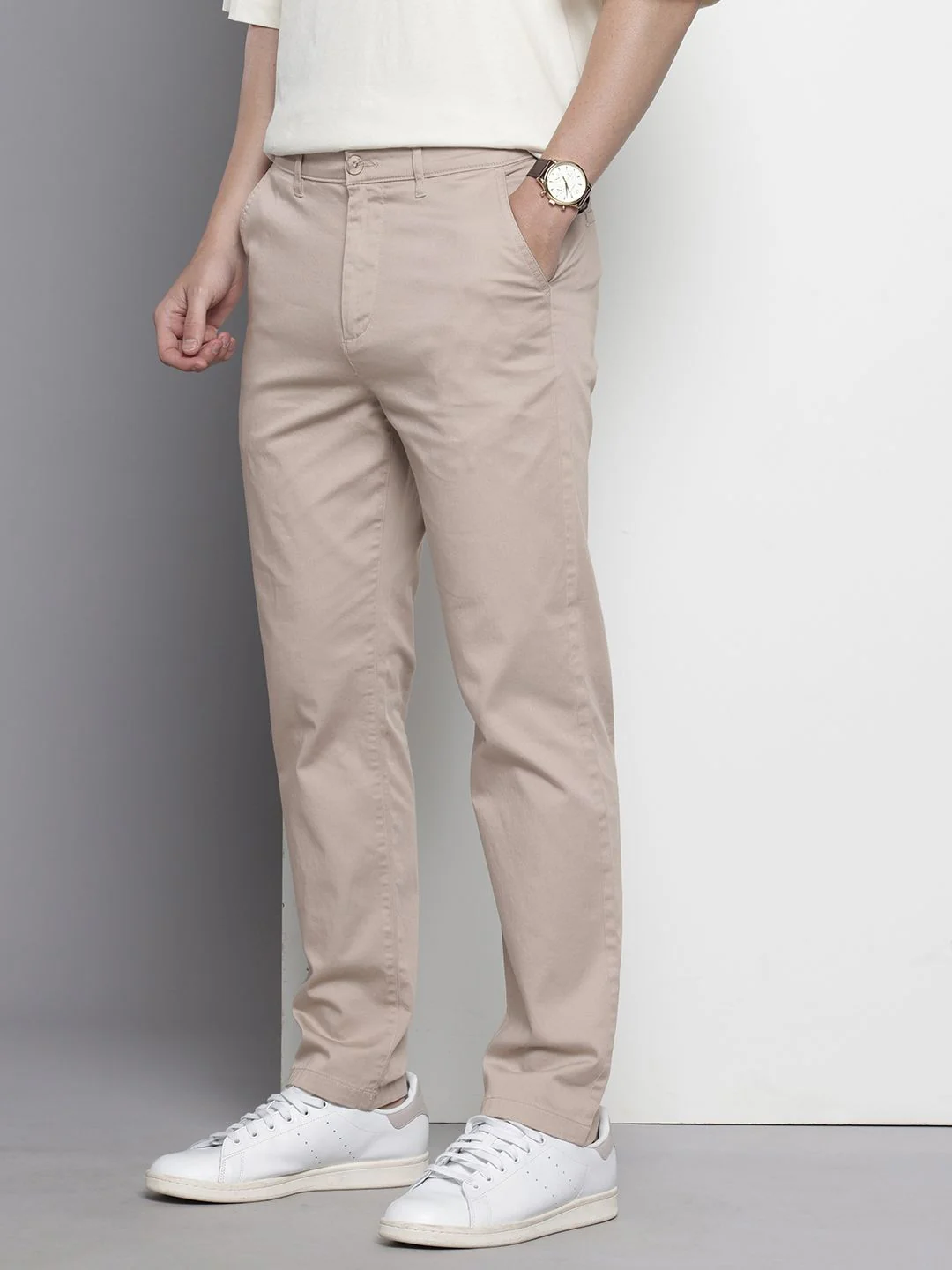 Men's Island Fossil Regular Fit Solid Casual Chinos - Image 3