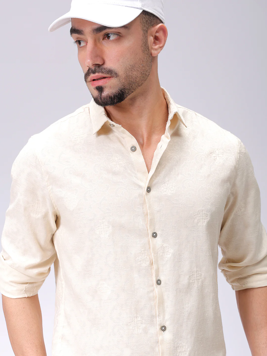 Men's Beige Regular Fit Solid Casual Shirt - Image 2