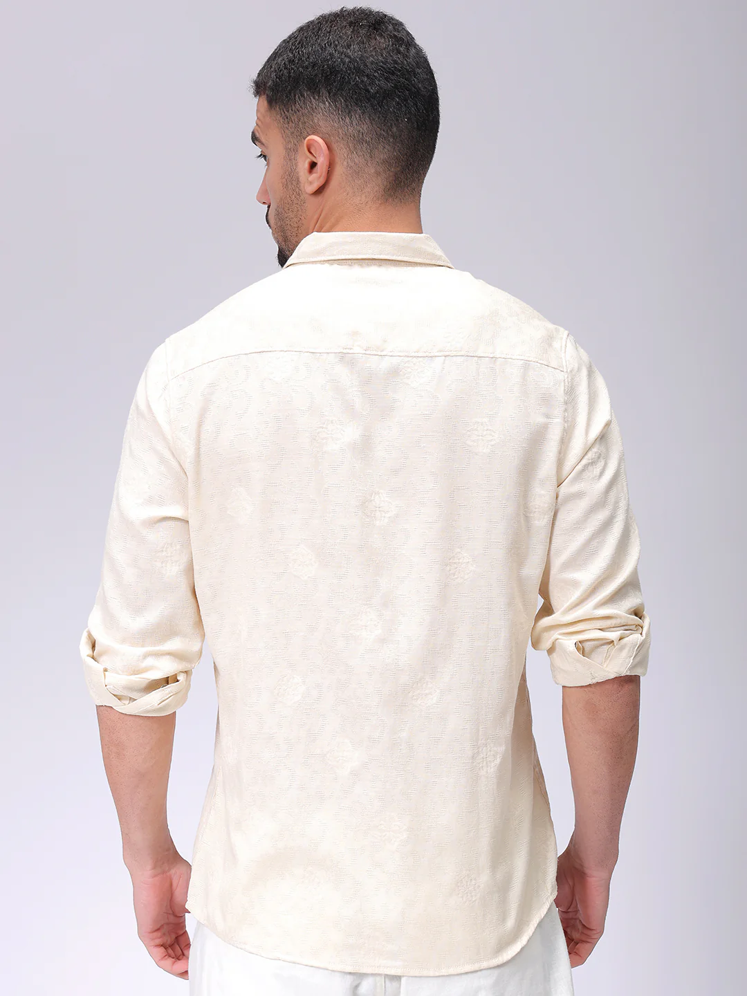 Men's Beige Regular Fit Solid Casual Shirt - Image 6