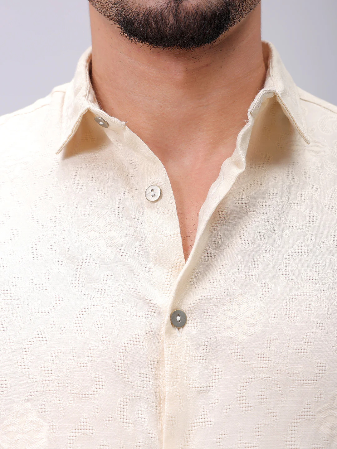 Men's Beige Regular Fit Solid Casual Shirt - Image 7