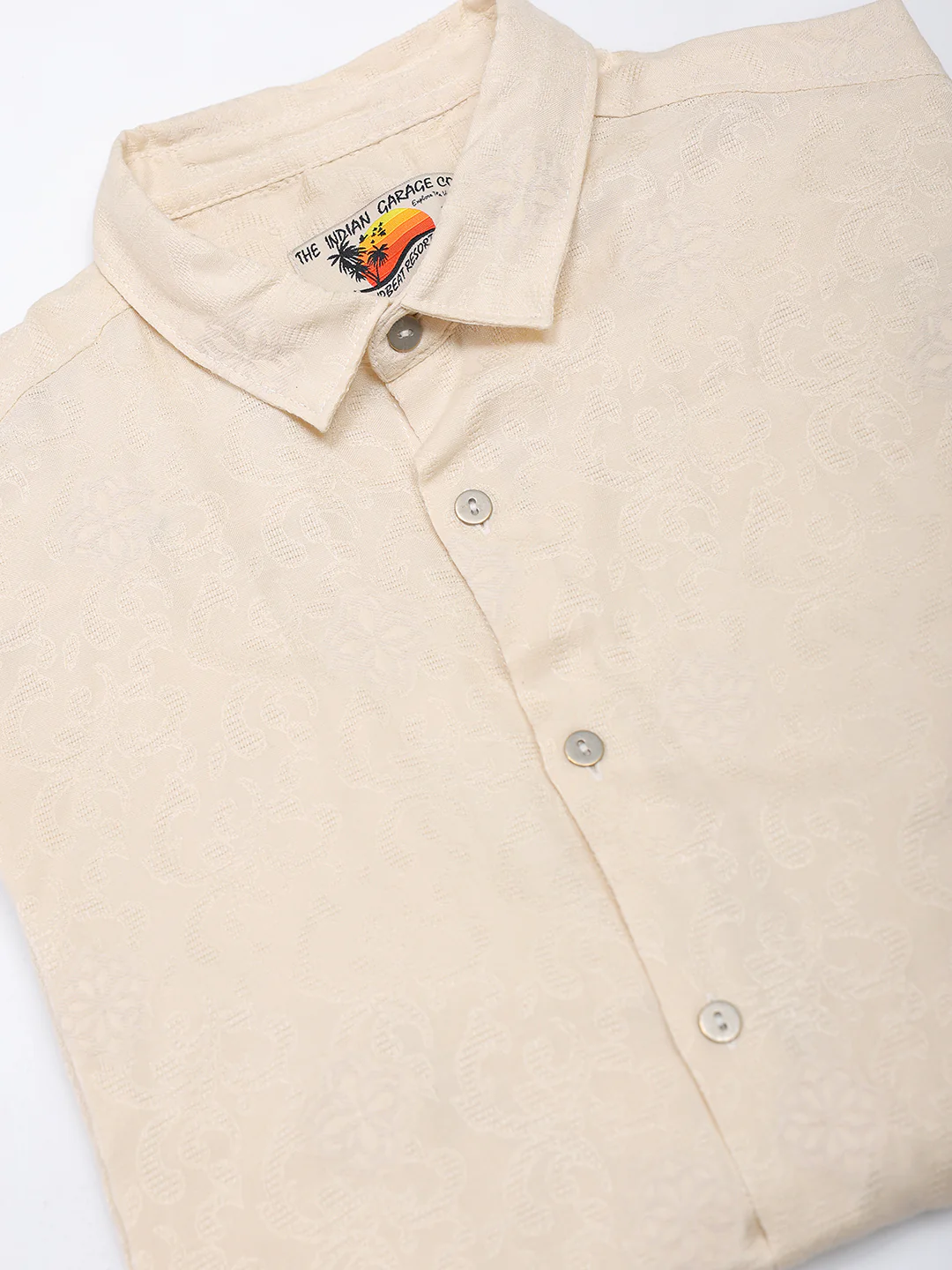 Men's Beige Regular Fit Solid Casual Shirt - Image 8