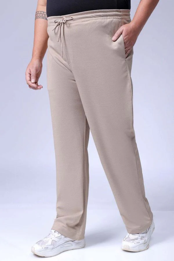 Men's Beige Relaxed Fit City Dressing Joggers - Image 3