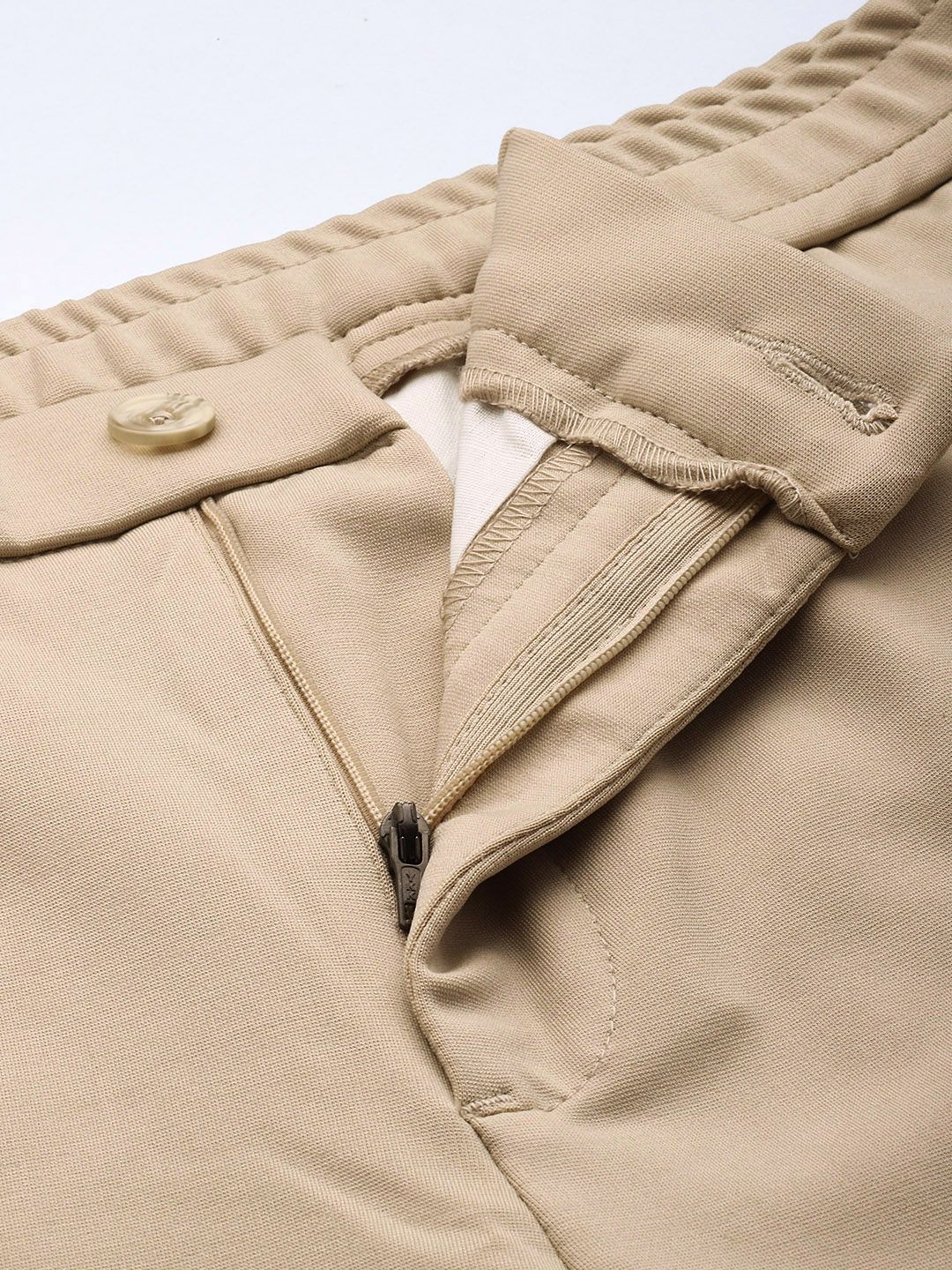 Men's Light Beige Relaxed Fit Solid Casual Chinos - Image 7