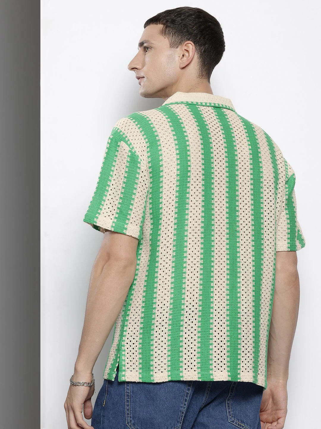 Men's Natural Relaxed Fit Textured Resort Wear Shirt - Image 4