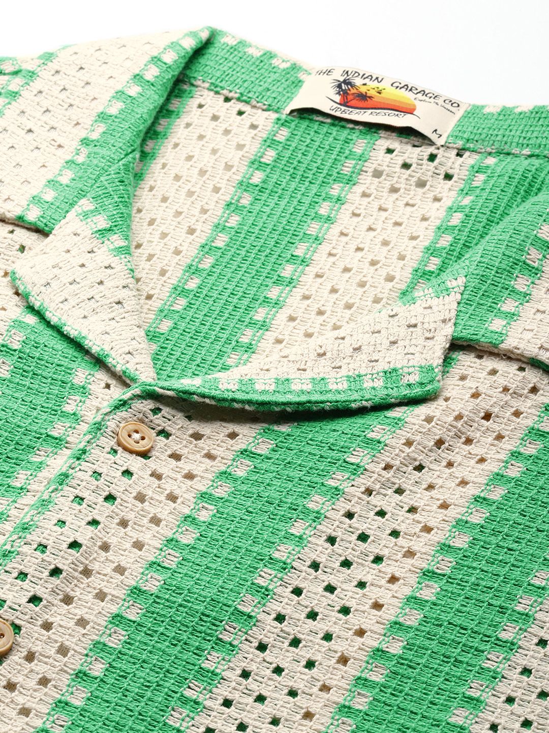Men's Natural Relaxed Fit Textured Resort Wear Shirt - Image 5